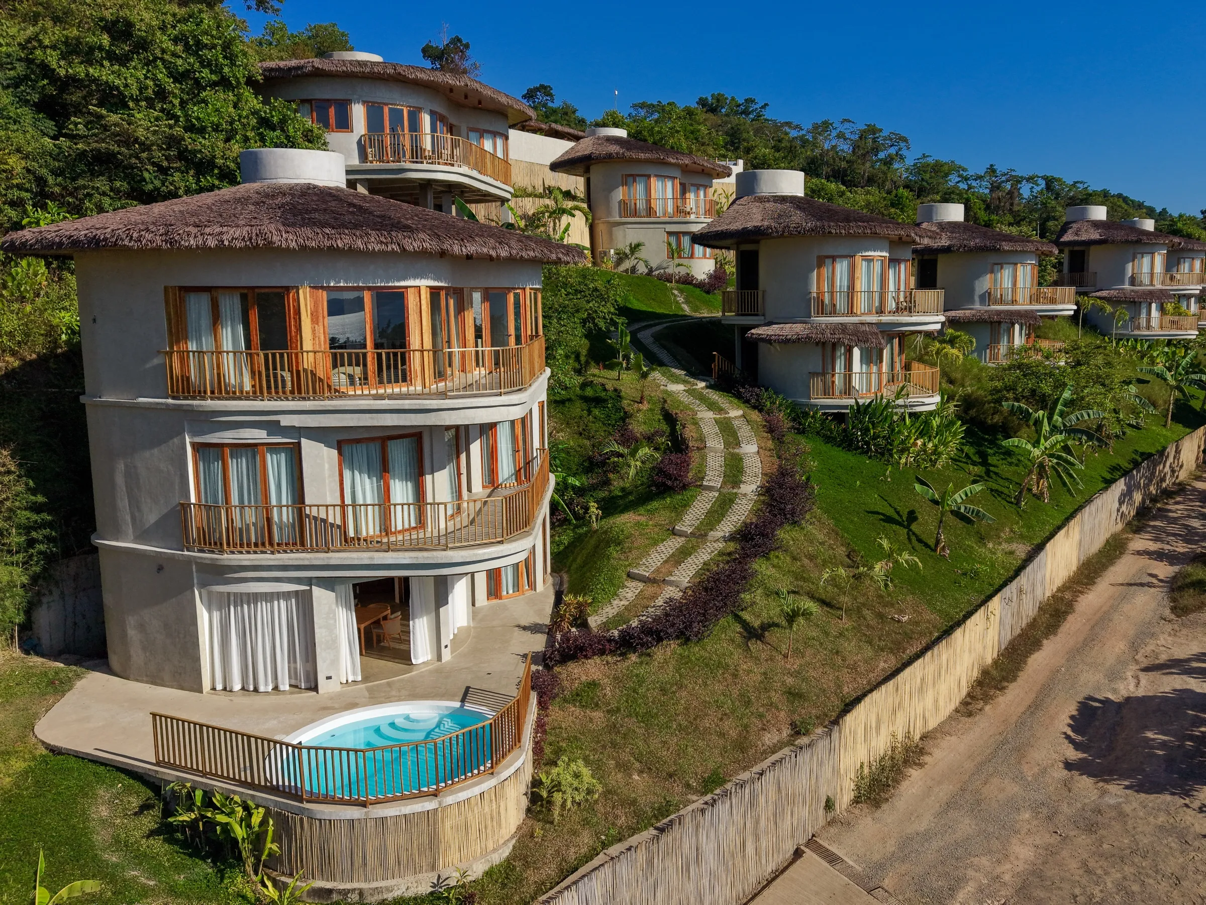 Atalaya Resort's thatched villas stepping down the hillside